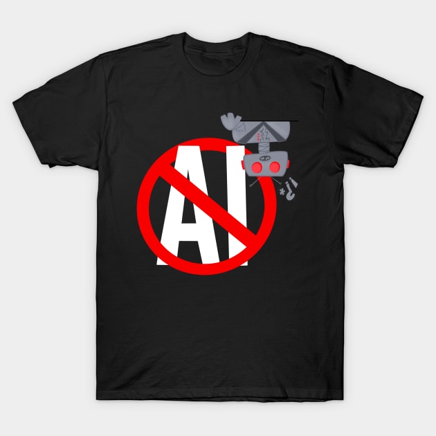 No AI Robot T-Shirt by SWON Design